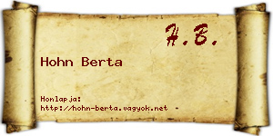 Hohn Berta névjegykártya